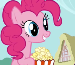 Size: 250x216 | Tagged: safe, screencap, pinkie pie, earth pony, pony, cropped, female, food, mare, popcorn, solo