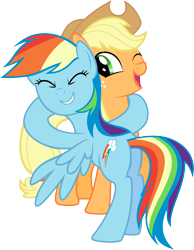 Size: 3000x3866 | Tagged: safe, artist:sulyo, applejack, rainbow dash, earth pony, pegasus, pony, hurricane fluttershy, appledash, female, high res, hug, lesbian, shipping, simple background, transparent background, vector