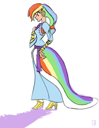 Size: 2550x3300 | Tagged: safe, artist:fauxsquared, rainbow dash, clothes, dress, gala dress, high res, humanized, solo