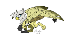 Size: 1300x672 | Tagged: safe, artist:jinyaranda, derpibooru import, oc, oc only, cheetah, griffon, female, gotta go fast, griffon oc, simple background, solo, transparent background