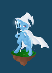 Size: 1786x2500 | Tagged: safe, artist:hidden-cat, derpibooru import, trixie, pony, bipedal, dirt cube, gandalf, gandalf the white, lord of the rings, parody, solo, staff