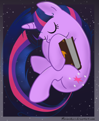 Size: 796x974 | Tagged: safe, artist:muranskies, derpibooru import, twilight sparkle, pony, unicorn, book, female, horn, mare, purple coat, purple mane, solo