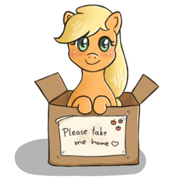 Size: 525x525 | Tagged: safe, artist:marikaefer, applejack, earth pony, pony, box, pony in a box, solo