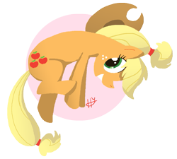 Size: 591x531 | Tagged: safe, artist:lunardawn, applejack, earth pony, pony, female, jumping, mare, solo