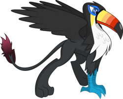 Size: 766x616 | Tagged: safe, artist:longct18, derpibooru import, oc, oc only, griffon, toucan, griffon oc, pokémon, simple background, solo, toucan griffon, toucannon, transparent background