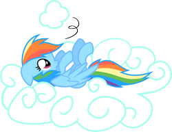 Size: 4017x3102 | Tagged: safe, artist:archonitianicsmasher, rainbow dash, pegasus, pony, cloud, on a cloud, on back, playing, simple background, solo, transparent background