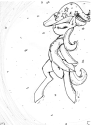 Size: 830x1126 | Tagged: safe, artist:subjectnumber2394, derpibooru import, trixie, pony, unicorn, female, mare, monochrome, solo, traditional art