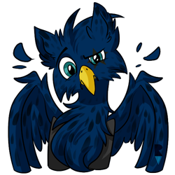 Size: 512x512 | Tagged: safe, artist:allocen, derpibooru import, oc, oc only, oc:eid, griffon, confused, eared griffon, feather, griffon oc, male, solo, telegram sticker, wings