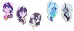 Size: 1116x476 | Tagged: safe, artist:stuflox, derpibooru import, starlight glimmer, trixie, pony, unicorn, clothes, female, mare, sad, simple background, transparent background