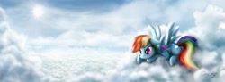 Size: 2128x785 | Tagged: safe, artist:dcpip, rainbow dash, pegasus, pony, cloud, cloudy, solo