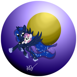 Size: 1456x1456 | Tagged: safe, artist:affinityshy, princess luna, sweetie belle, alicorn, pony, unicorn, duo, duo female, female, filly, mare