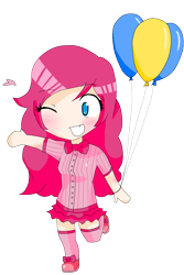 Size: 1000x1500 | Tagged: safe, artist:applestems, pinkie pie, balloon, chibi, humanized