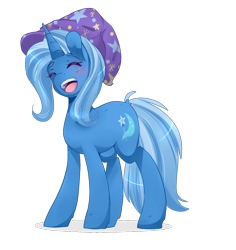 Size: 850x900 | Tagged: safe, artist:camellia, derpibooru import, trixie, pony, unicorn, blushing, female, happy, mare, smiling, solo