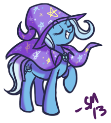 Size: 429x476 | Tagged: safe, artist:serenamidori, derpibooru import, trixie, pony, unicorn, female, grin, mare, solo