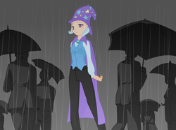 Size: 7033x5222 | Tagged: safe, artist:drewdini, derpibooru import, trixie, human, absurd resolution, humanized, rain