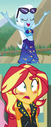 Size: 1187x2952 | Tagged: safe, derpibooru import, edit, edited screencap, screencap, sunset shimmer, trixie, better together, equestria girls, forgotten friendship, blushing, clothes, female, geode of empathy, lesbian, magical geodes, open mouth, reaction, shipping, suntrix