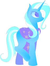 Size: 495x652 | Tagged: safe, artist:lionsca, derpibooru import, trixie, pony, unicorn, cloak, clothes, female, lineless, mare, minimalist, raised leg, solo