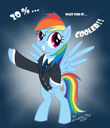 Size: 882x1023 | Tagged: safe, artist:gonzahermeg, rainbow dash, pegasus, pony, businessmare, clothes, how i met your mother, solo, suit