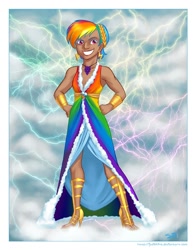 Size: 784x1000 | Tagged: safe, artist:jadiekins, rainbow dash, clothes, dress, gala dress, high heels, humanized, sandals, solo