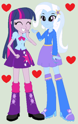 Size: 356x566 | Tagged: safe, artist:themexicanpunisher, derpibooru import, trixie, twilight sparkle, equestria girls, female, lesbian, shipping, twixie