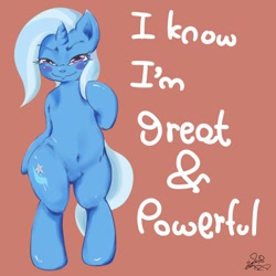 Size: 1000x1000 | Tagged: safe, artist:sozglitch, derpibooru import, trixie, pony, unicorn, belly button, bipedal, female, mare, solo