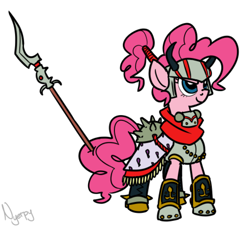 Size: 500x453 | Tagged: safe, artist:nyerpy, pinkie pie, earth pony, pony, clothes, costume, crossover, final fantasy, gilgamesh, solo