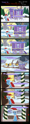 Size: 1530x6250 | Tagged: safe, artist:evil-dec0y, derpibooru import, trixie, pony, comic:trixie vs., comic:trixie vs. hearth's warming, christmas, comic, hat, holiday, santa hat, snow, solo, trixie's wagon