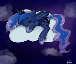 Size: 954x798 | Tagged: safe, artist:asp3ll, princess luna, alicorn, pony, female, horn, mare, sleeping, solo