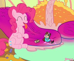 Size: 800x664 | Tagged: safe, artist:smile, pinkie pie, earth pony, pony, crossover, gravity falls, mabel pines, smile dip, the inconveniencing