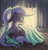 Size: 1024x1073 | Tagged: safe, artist:pessadie, princess luna, alicorn, pony, blanket, curved horn, floppy ears, morning ponies, ponytail, prone, solo, underhoof