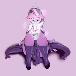 Size: 1720x1720 | Tagged: safe, artist:suirano, diamond tiara, anthro, earth pony, unguligrade anthro, crusaders of the lost mark, clothes, cutie mark, diamond thighara, floppy ears, smiling, socks, solo, the cmc's cutie marks, thigh highs