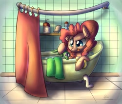 Size: 2876x2467 | Tagged: safe, artist:leadhooves, gummy, pinkie pie, earth pony, pony, bath, high res