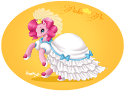 Size: 1500x1091 | Tagged: safe, artist:amenoo, pinkie pie, earth pony, pony, clothes, dress, solo, wedding gown