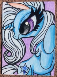 Size: 800x1078 | Tagged: safe, artist:tinyunicornfarm, derpibooru import, trixie, pony, unicorn, female, mare, solo, traditional art