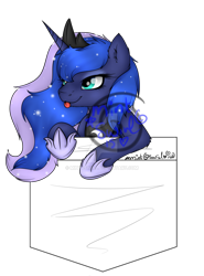 Size: 1024x1385 | Tagged: safe, artist:mint0swirl, princess luna, alicorn, pony, fluffy, pocket pony, simple background, solo, tongue out, transparent background, watermark