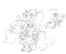 Size: 1280x1059 | Tagged: safe, artist:nauth, pinkie pie, princess luna, scootaloo, oc, oc:alissa, human, pony, age regression, baby, baby pony, clothes, cosplay, costume, crossover, harley quinn, monochrome, nightmare night, nom, parody, robin, traditional art