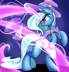 Size: 2400x2488 | Tagged: safe, artist:madacon, derpibooru import, trixie, pony, belly button, bipedal, cute, diatrixes, grin, high res, magic, rearing, smirk, solo