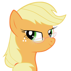 Size: 3307x3307 | Tagged: safe, artist:amethysthorn, applejack, earth pony, pony, glasses, high res, missing accessory, simple background, solo, transparent background, vector