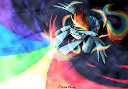 Size: 2499x1741 | Tagged: safe, artist:eeveetachi, rainbow dash, pegasus, pony, female, mare, rainbow, solo