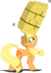 Size: 3384x4815 | Tagged: safe, artist:archonitianicsmasher, applejack, earth pony, pony, balancing, hay bale, ponies balancing stuff on their nose, simple background, solo, transparent background, vector