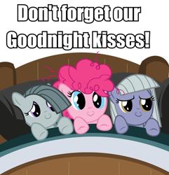 Size: 800x830 | Tagged: safe, limestone pie, marble pie, pinkie pie, earth pony, pony, filly, pie sisters, pinkie says goodnight