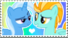 Size: 99x56 | Tagged: safe, artist:cascayd, derpibooru import, lightning dust, trixie, pony, crack shipping, deviantart stamp, shipping, stamp, trixiedust