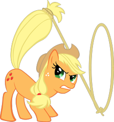 Size: 2620x2811 | Tagged: safe, artist:fluttershyluv, applejack, earth pony, pony, high res, lasso, simple background, solo, transparent background, vector
