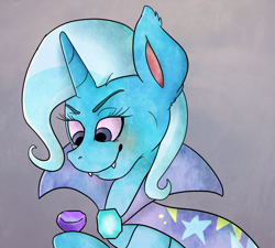 Size: 999x899 | Tagged: safe, artist:fr3nch-3, derpibooru import, trixie, pony, unicorn, fangs, female, gem, mare, smiling, solo