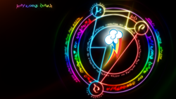 Size: 1920x1080 | Tagged: safe, artist:sierraex, rainbow dash, irl, magic, magic circle, runes, wallpaper