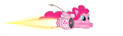 Size: 4000x1190 | Tagged: safe, artist:larsurus, pinkie pie, earth pony, pony, flying, grin, jet, jetpack, smiling, solo