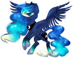 Size: 1024x800 | Tagged: safe, artist:toskurra, princess luna, alicorn, pony, rainbow power, rainbow power-ified, rearing, simple background, solo, spread wings, transparent background