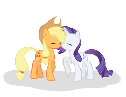 Size: 1600x1234 | Tagged: safe, artist:phillyphia, applejack, rarity, earth pony, pony, unicorn, female, lesbian, nuzzling, rarijack, shipping