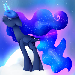 Size: 2500x2500 | Tagged: safe, artist:applejacks2, princess luna, alicorn, pony, cloud, magic, solo