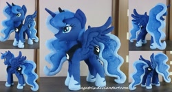 Size: 1280x687 | Tagged: safe, artist:agatrix, princess luna, irl, photo, plushie, solo, spread wings